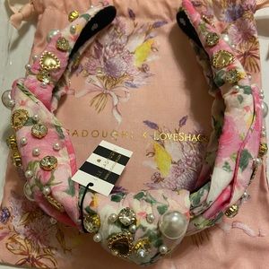 Lele Sadoughi x LoveShackFancy Pearl and Heart Charms Veronica Bow Headband